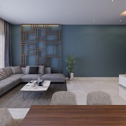 Elegant Midday Blue Livingroom Concept